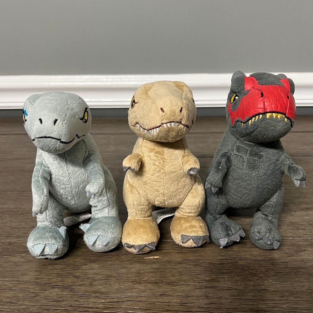 Jurassic World Dominion Dinosaur Plush Lot Blue Atrociraptor T-Rex Stuffed Toy